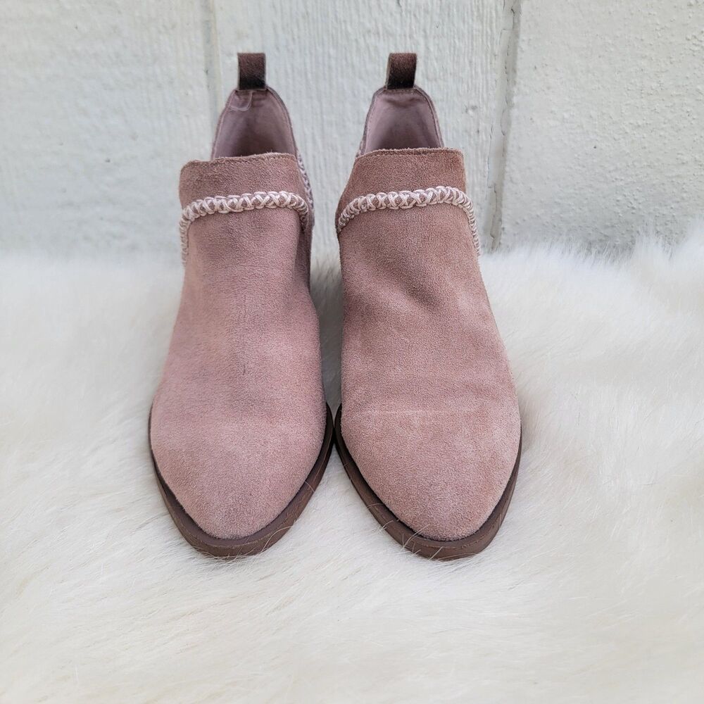 Sole Society So Nikkie Split Ankle Booties dusty rose suede wmns sz 7.5 Slip On